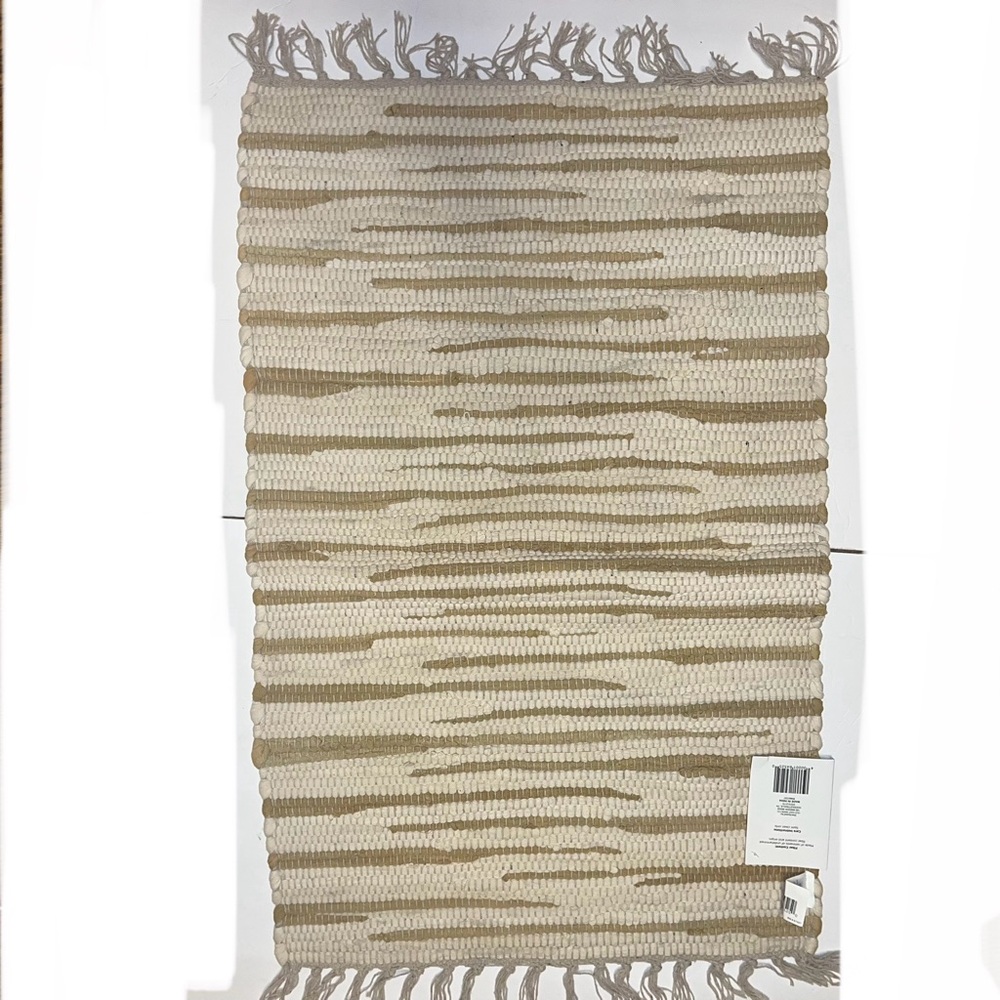 Chindi‎ Striped Tan and Cream Rug 20”x30”